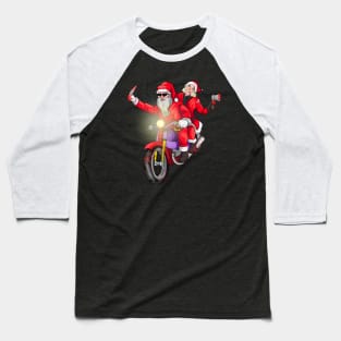 Biker Couples Santa Christmas Baseball T-Shirt